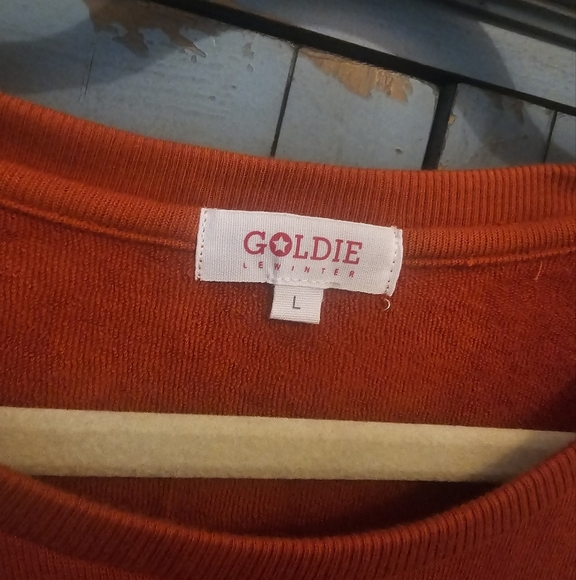 Goldie New Flutter Sleeve Cotton Sweatshirt Size Large Burnt Orange - Picture 3 of 5
